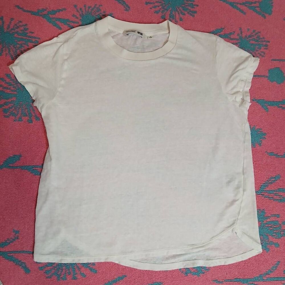 Comptoir des cotonnier womens small linen boxy tee white100% linen quiet luxury